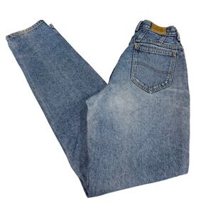 90's Vintage Lee High Waisted Mom Jeans Medium Wash Tapered Leg Denim 26 Waist